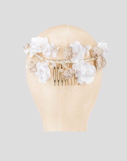 Peineta de flores hueso 02-650