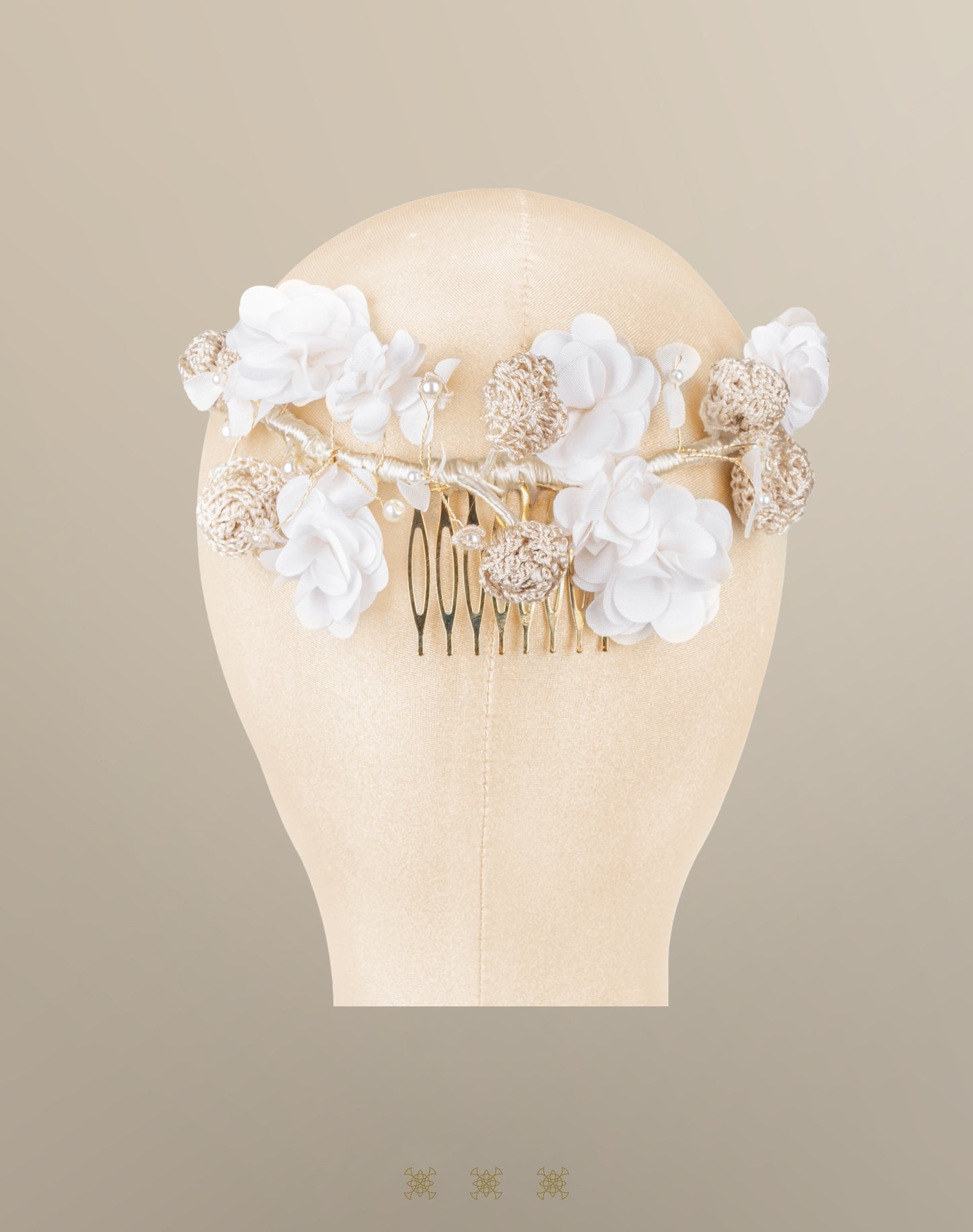 Peineta de flores hueso 02-650