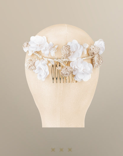 Peineta de flores hueso 02-650