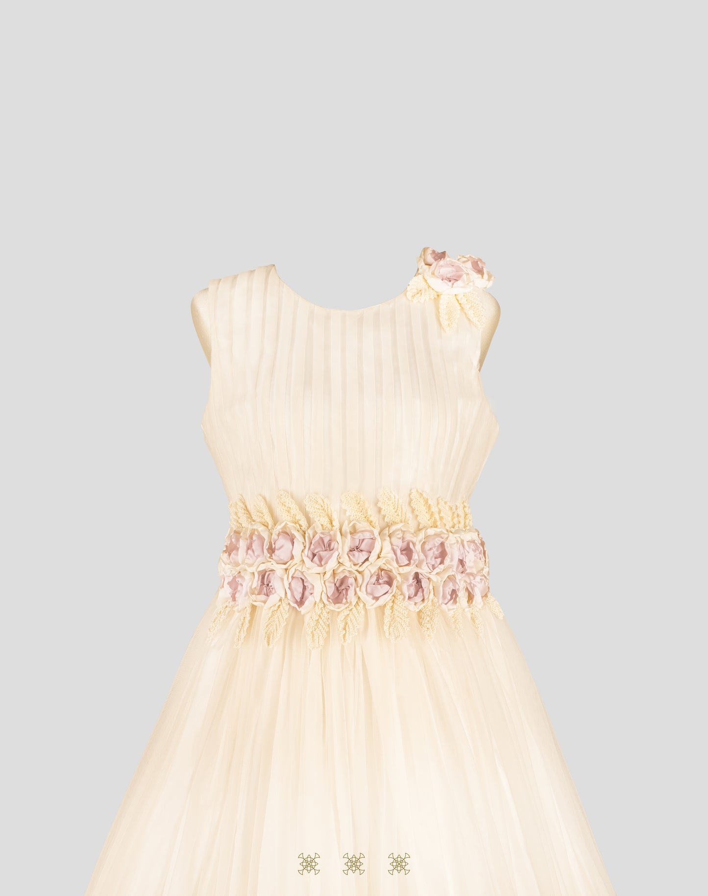 Vestido juvenil hueso-rosa 02-654