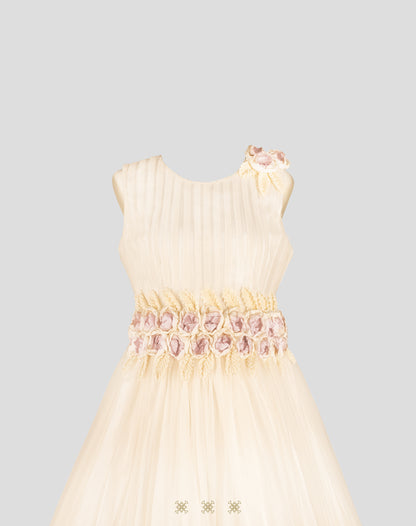 Vestido juvenil hueso-rosa 02-654