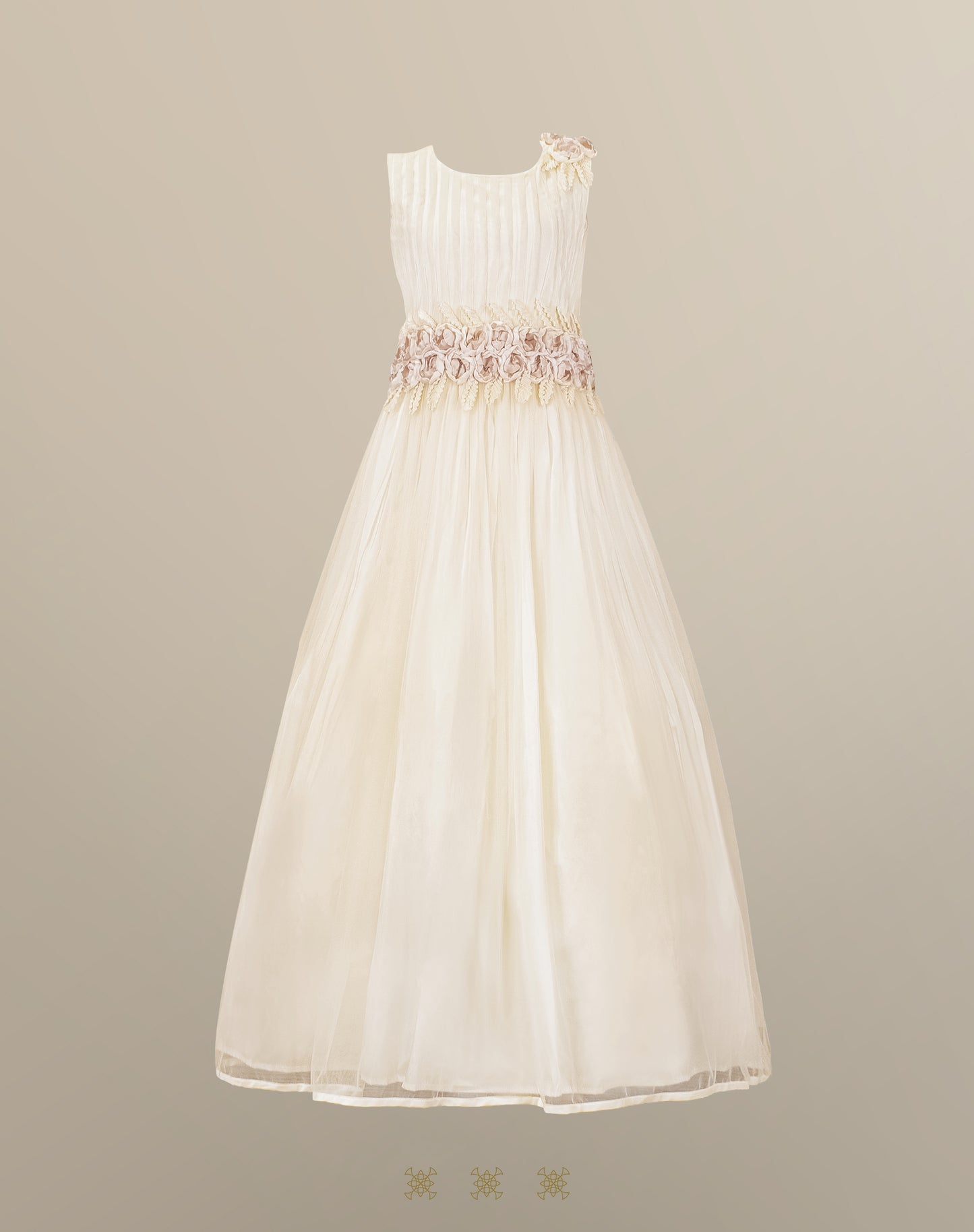 Vestido de Primera comunión hueso-rosa 02-654
