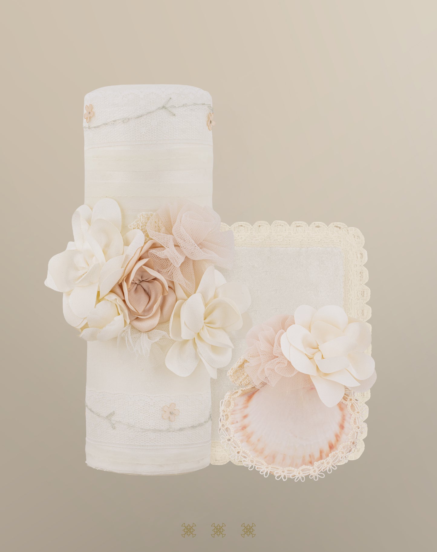 Set de vela bautizo hueso / rosa 02-665