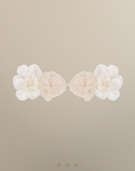 Moños color hueso / rosa para niña 02-665