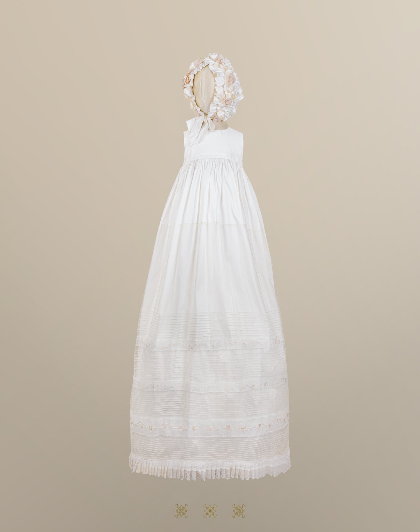 Ropón de bautizo de niña hueso / rosa 02-665