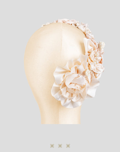 Tocado para Comunión hueso / rosa 02-681