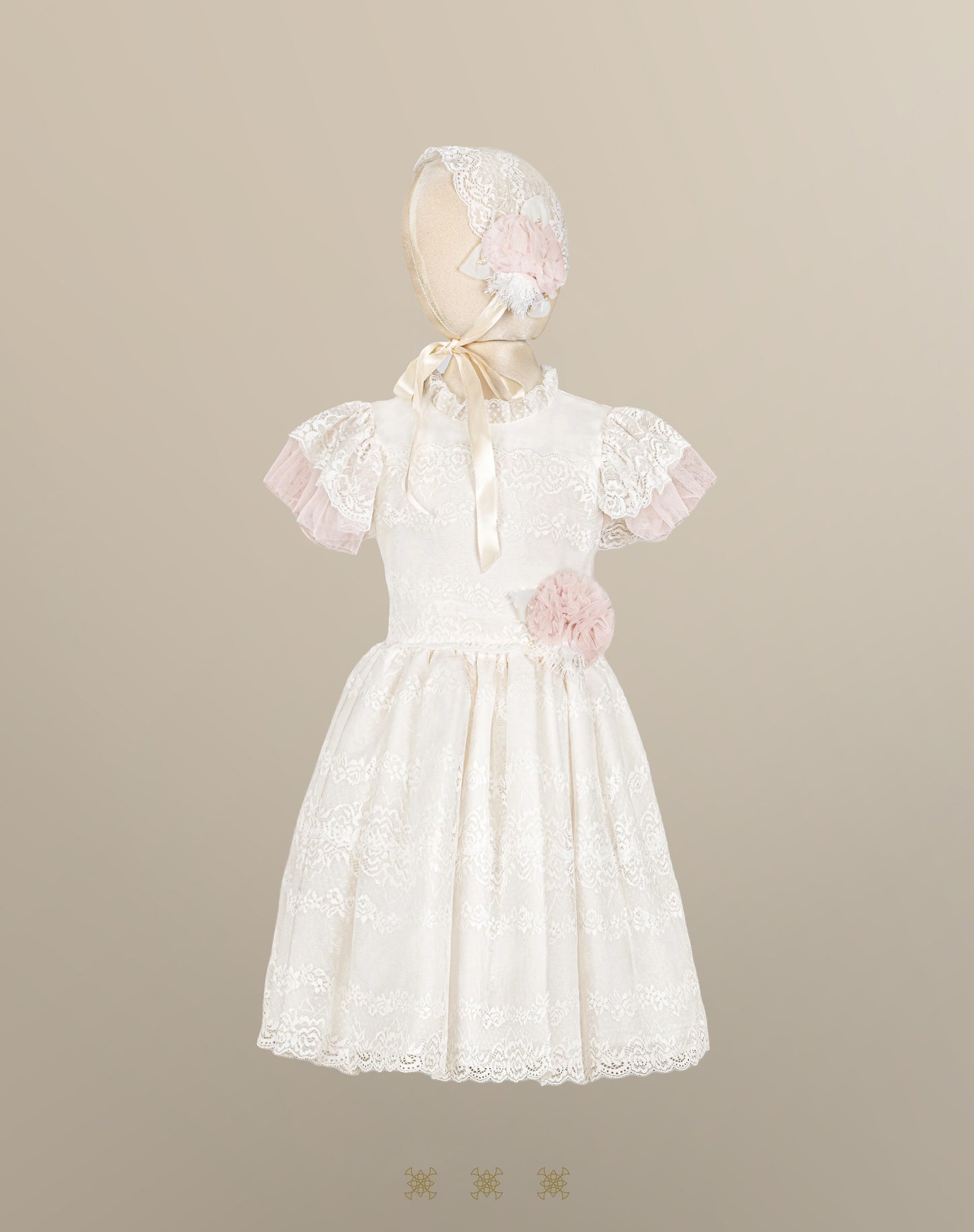 Vestido Infantil Hueso / Palo de rosa 02-695