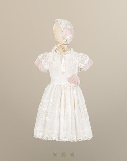 Vestido Infantil Hueso / Palo de rosa 02-695