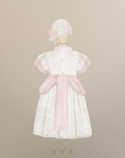Vestido Infantil Hueso / Palo de rosa 02-695