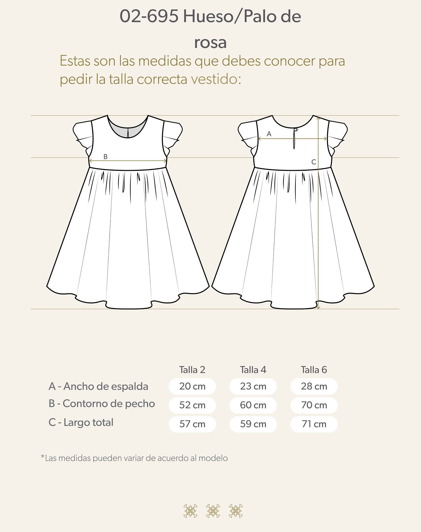 Vestido Infantil Hueso / Palo de rosa 02-695