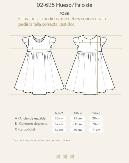 Vestido Infantil Hueso / Palo de rosa 02-695