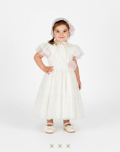 Vestido Infantil Hueso / Palo de rosa 02-695