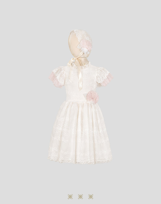 Vestido Infantil Hueso / Palo de rosa 02-695