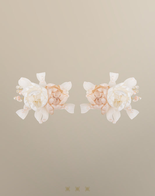 Moños color hueso / rosa para niña 02-705