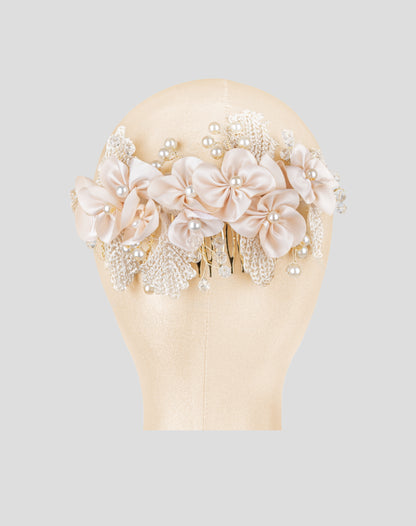 Peineta de flores beige 02-712