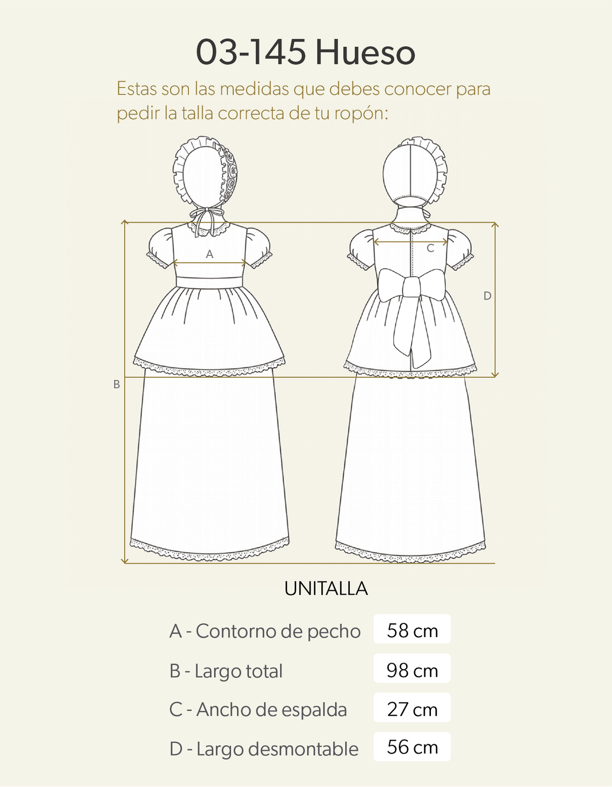 Ropón de bautizo de niña hueso 03-145