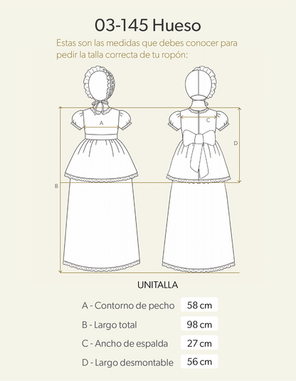 Ropón de bautizo de niña hueso 03-145