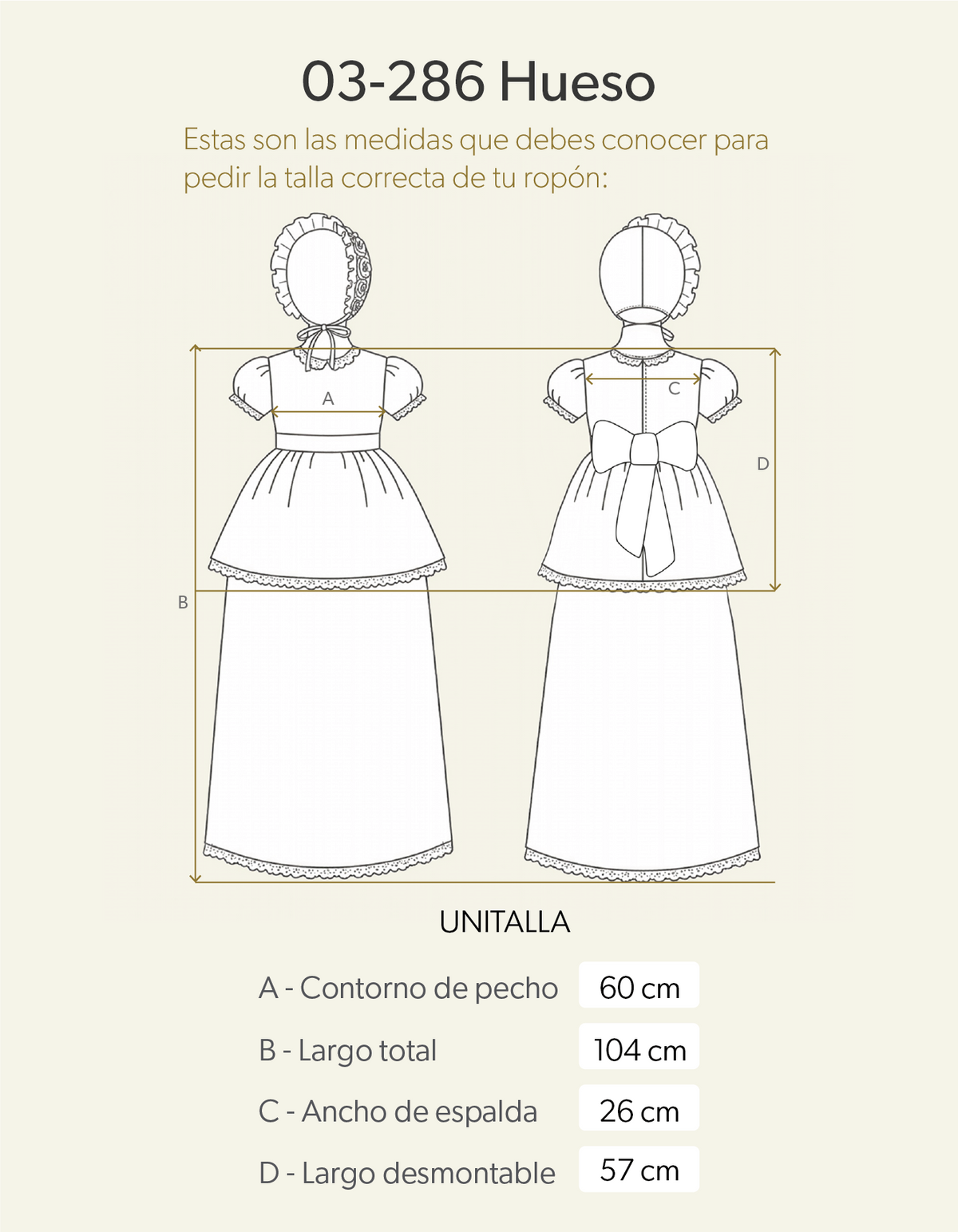 Ropón de bautizo de niña hueso 03-286