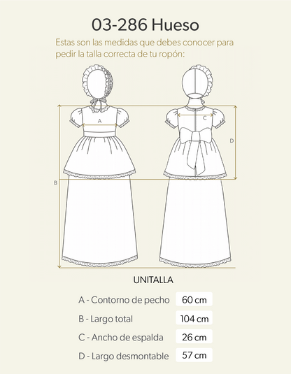 Ropón de bautizo de niña hueso 03-286