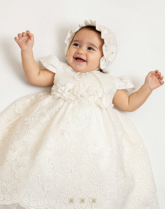 Ropón de bautizo de niña hueso 03-325