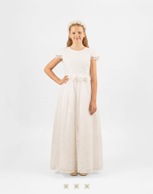 Vestido de Primera comunión hueso 03-680