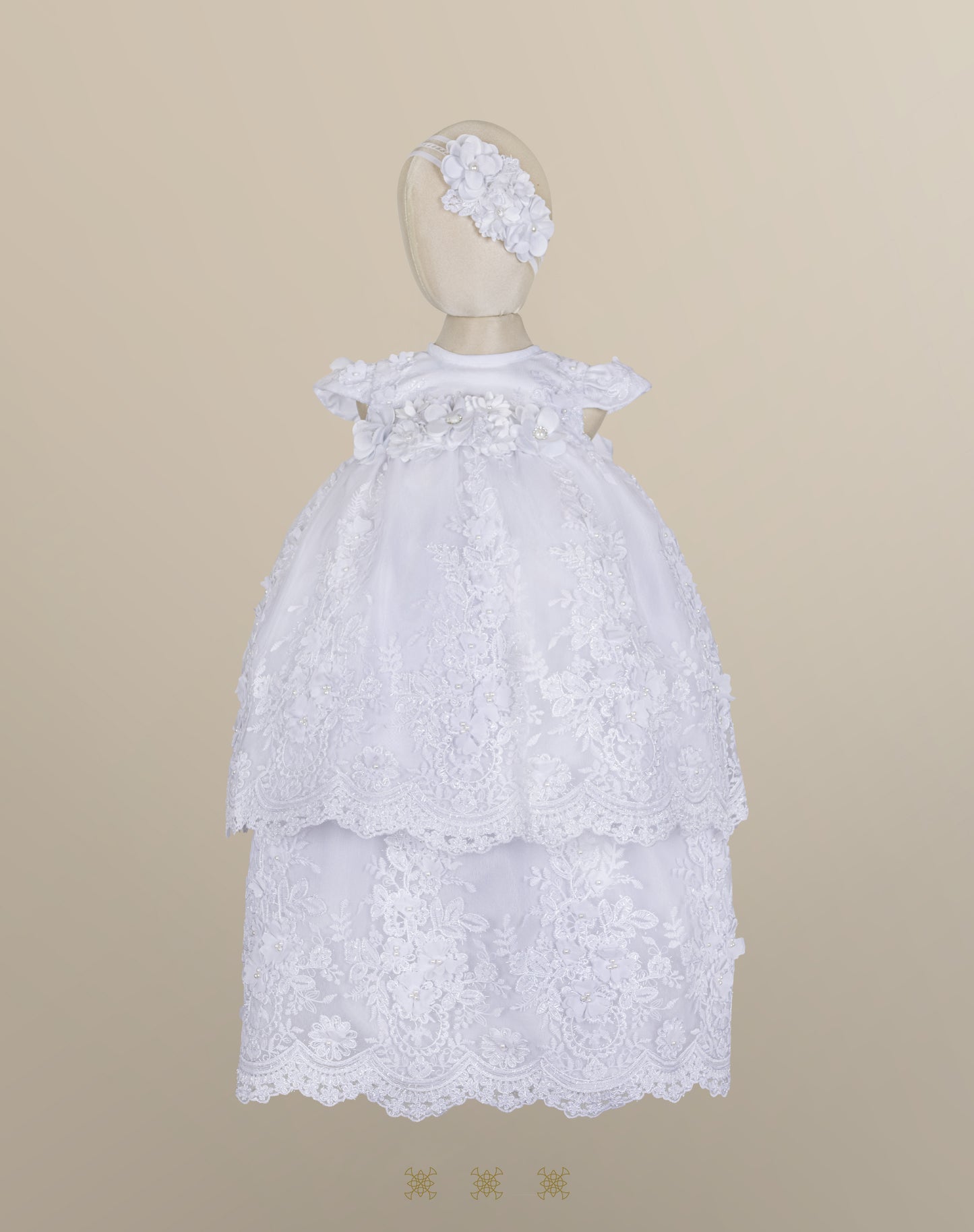 Mini ropón de bautizo de niña blanco 03-718