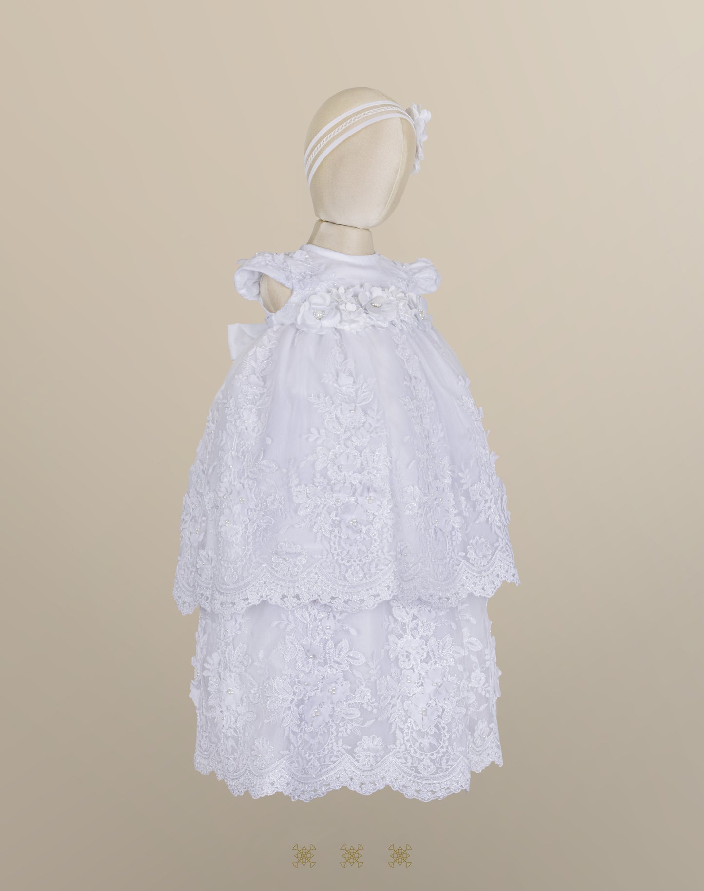 Mini ropón de bautizo de niña blanco 03-718