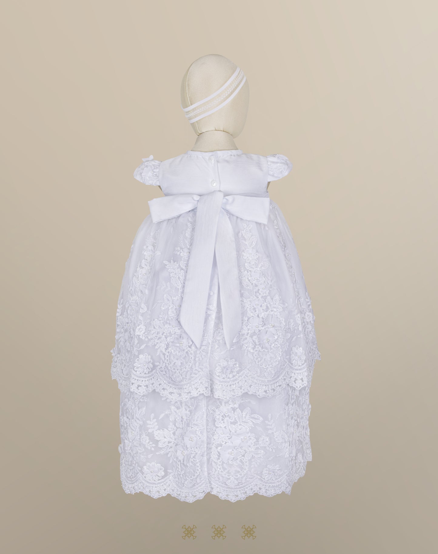 Mini ropón de bautizo de niña blanco 03-718