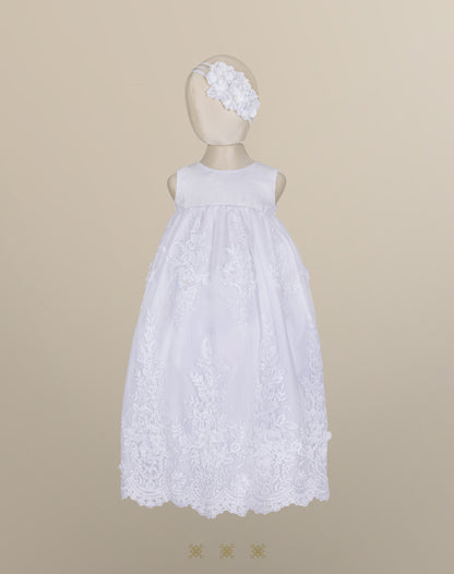 Mini ropón de bautizo de niña blanco 03-718