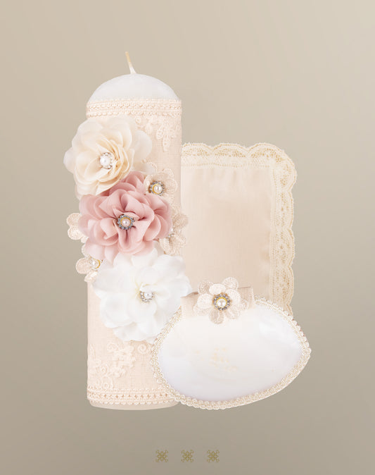 Set de vela bautizo beige 04-461