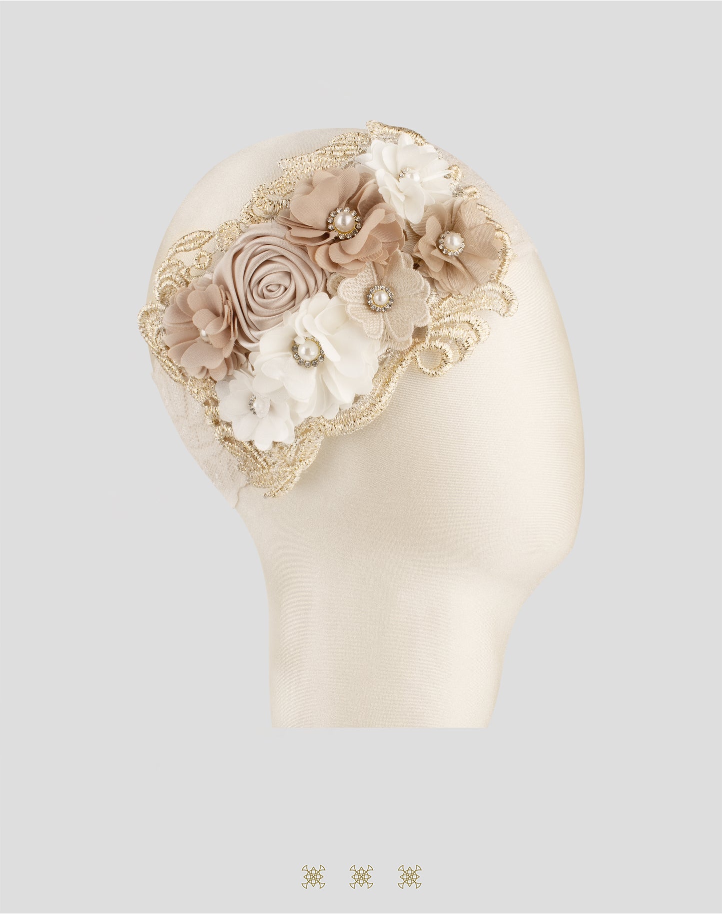 Tiara para bebé beige rosa 04-517