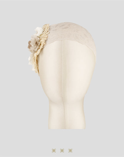 Tiara para bebé beige rosa 04-517