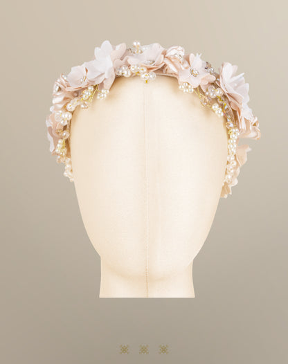 Corona de flores beige 04-558