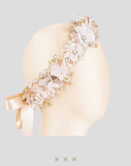 Corona de flores beige 04-558