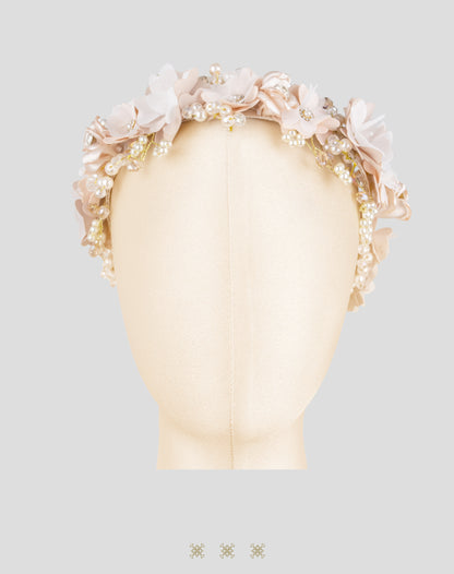 Corona de flores beige 04-558