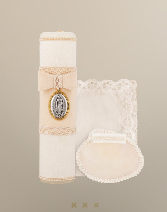 Set de vela bautizo hueso 04-566