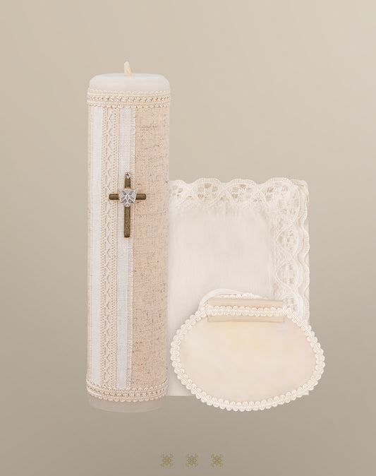 Set de vela bautizo beige 04-570