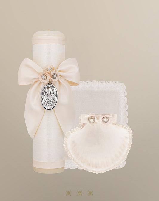 Set de vela bautizo hueso 04-606
