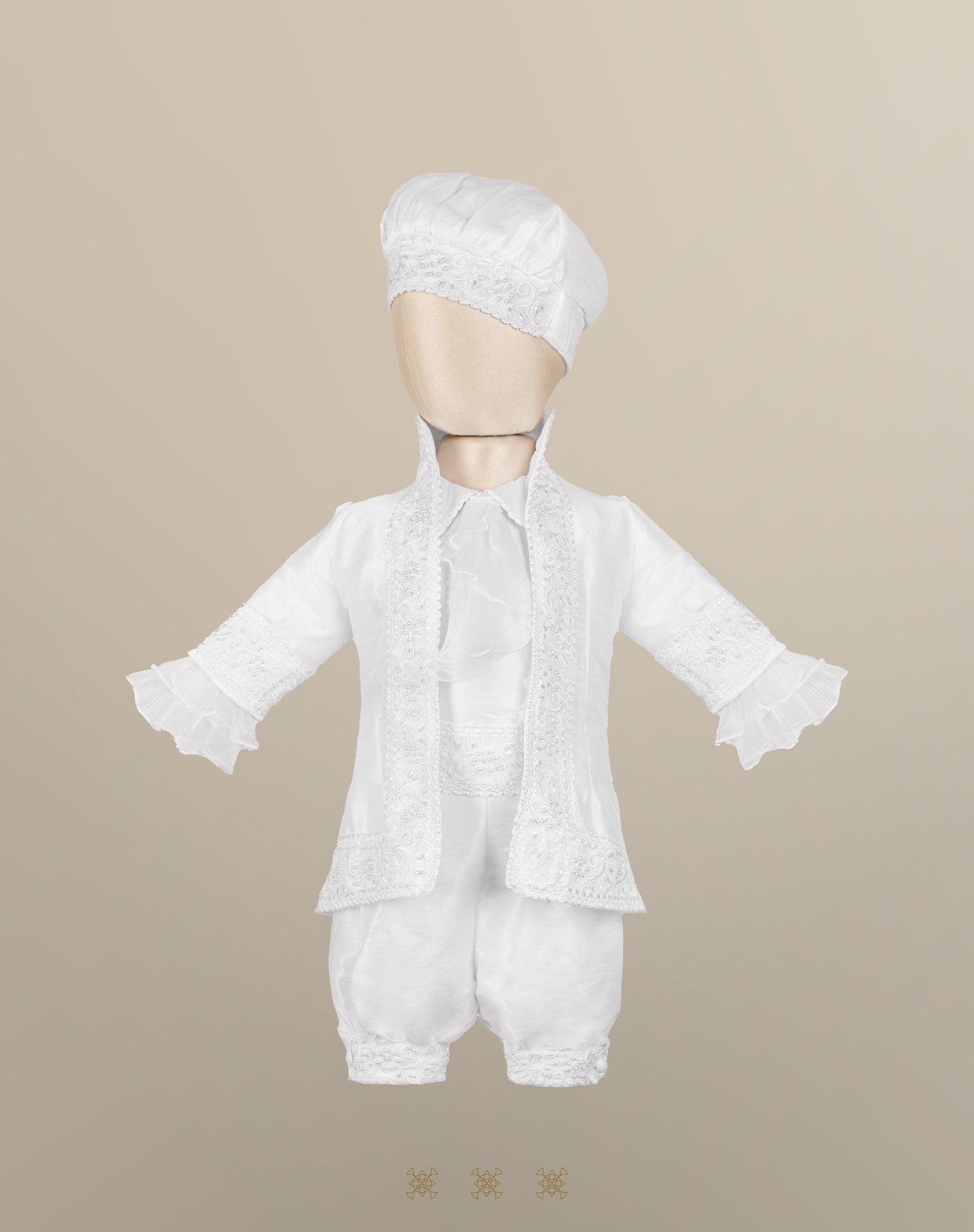 Ropón  de bautizo estilo príncipe Blanco 05-016