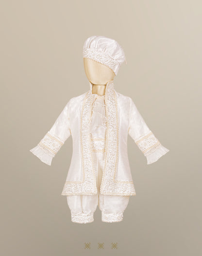 Ropón  de bautizo estilo príncipe Hueso 05-016