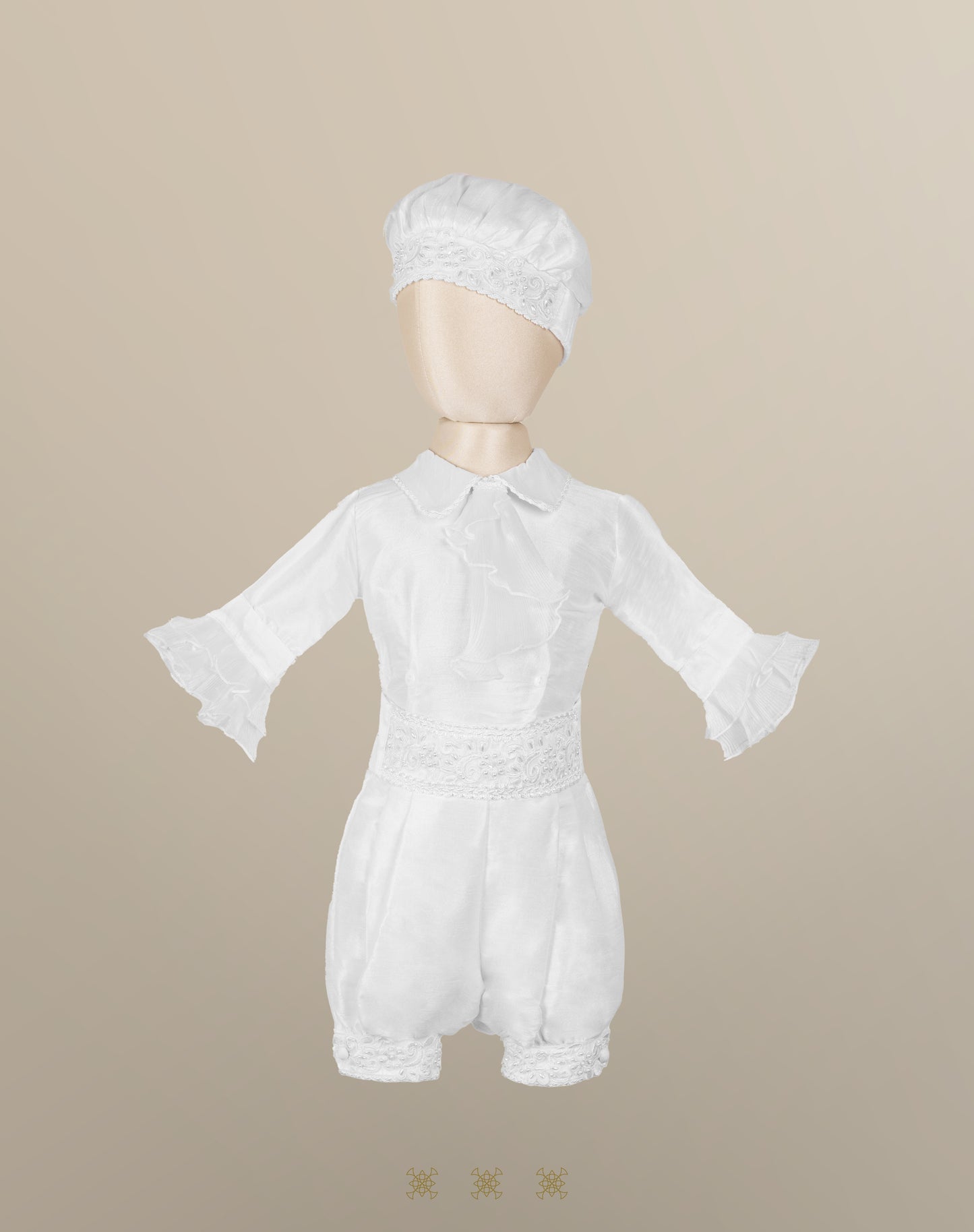 Ropón  de bautizo estilo príncipe Blanco 05-016