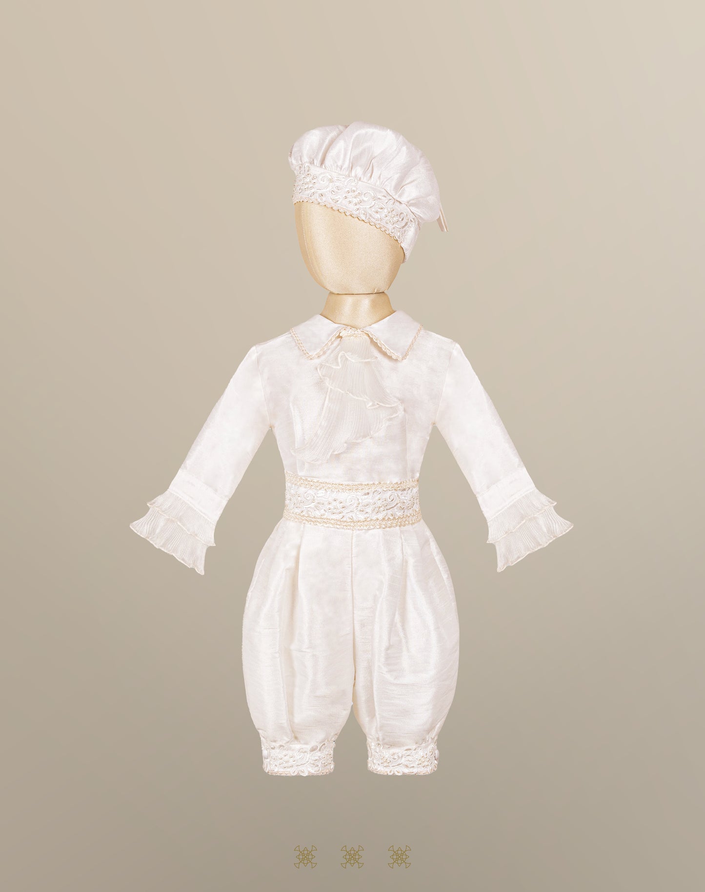 Ropón  de bautizo estilo príncipe Hueso 05-016