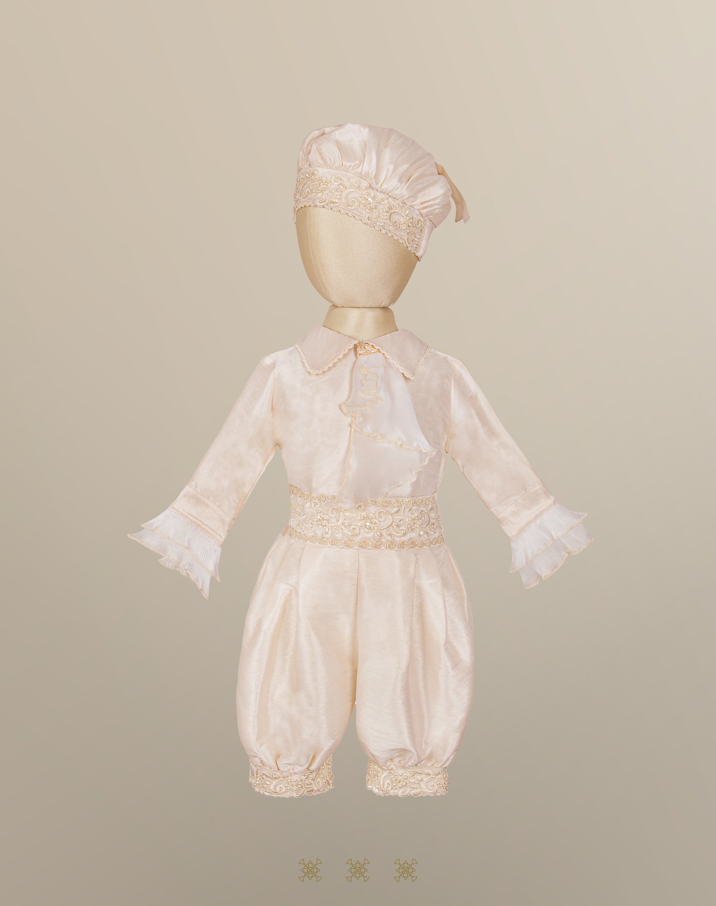 Ropón  de bautizo estilo príncipe Beige 05-016