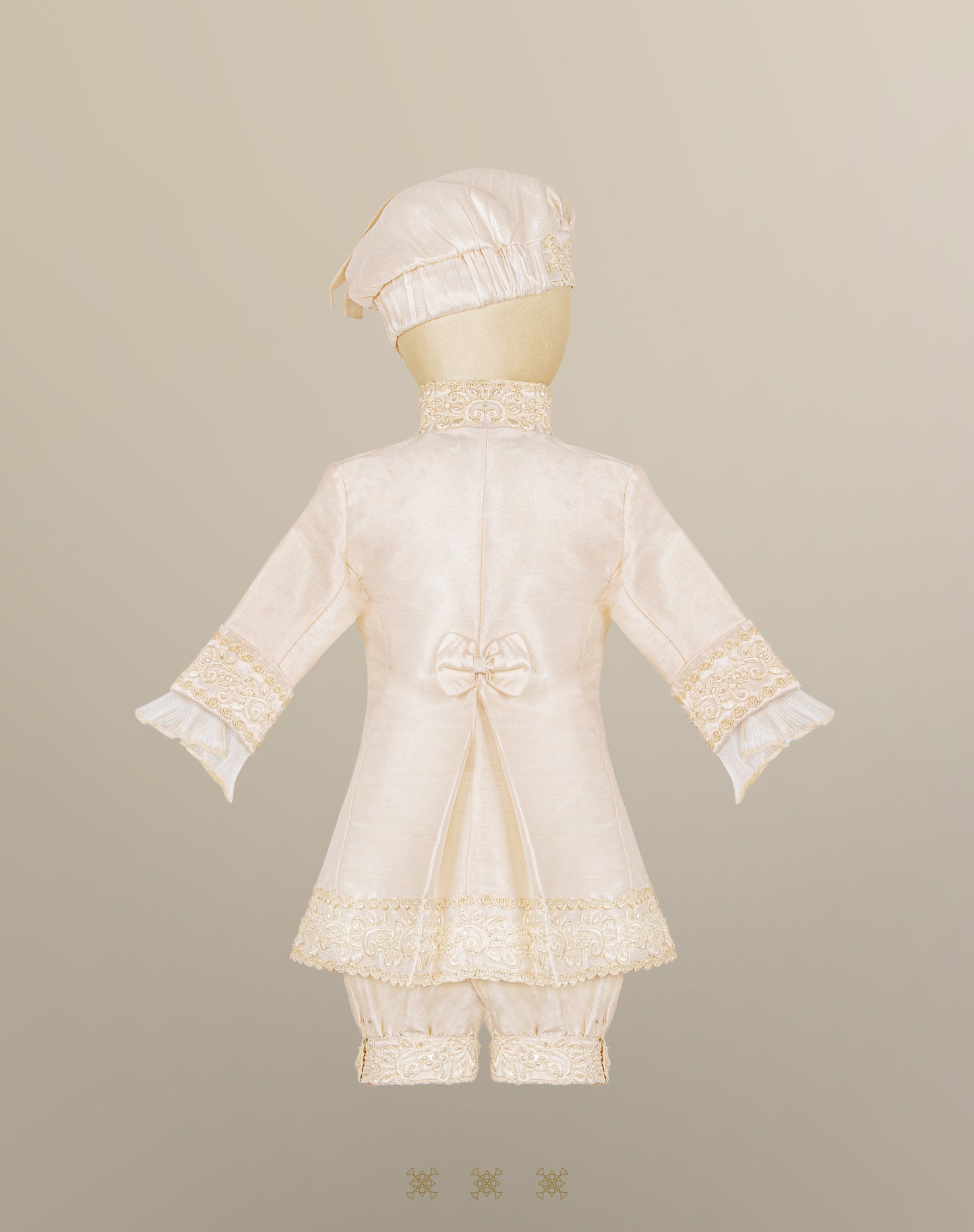 Ropón  de bautizo estilo príncipe Beige 05-016