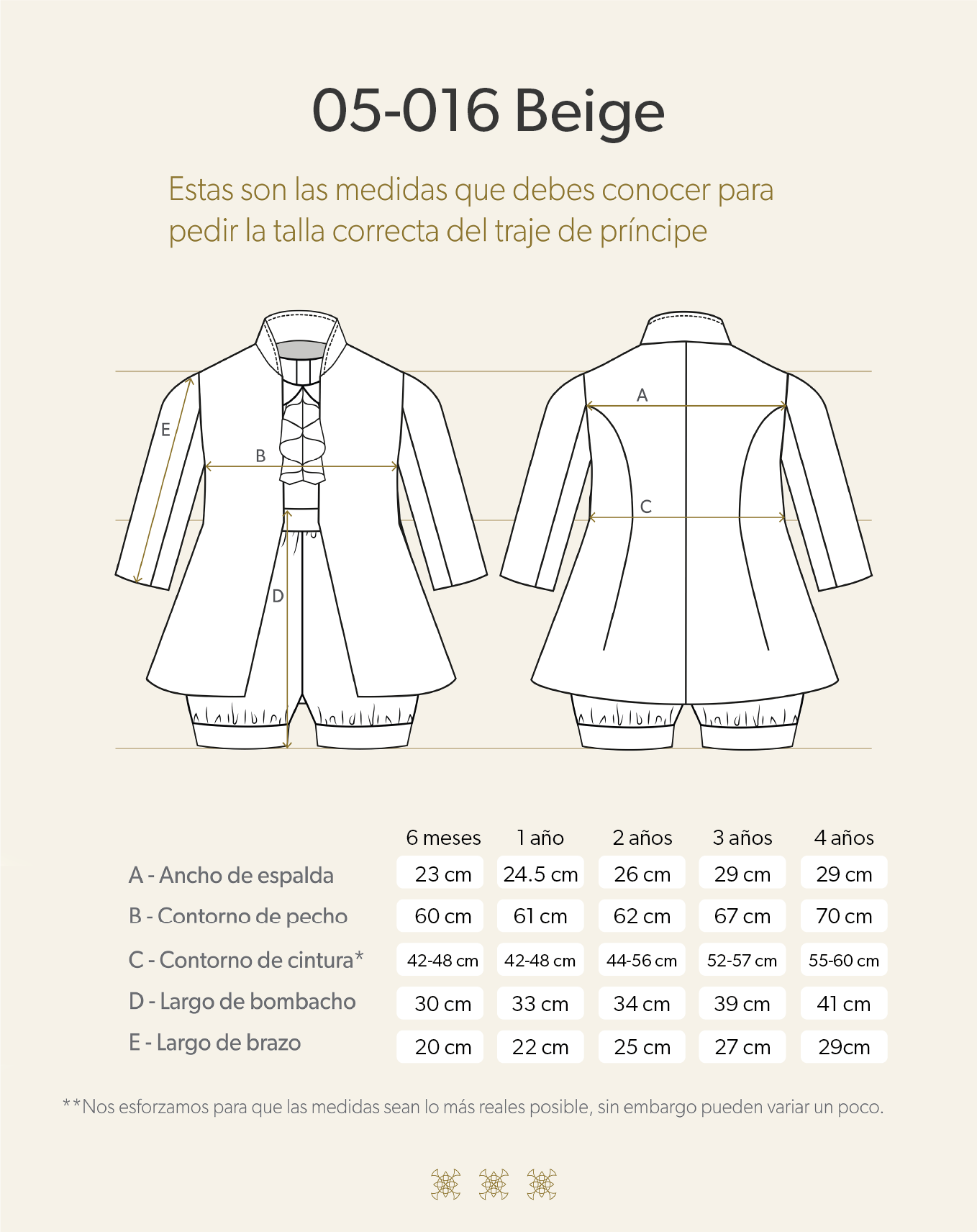 Ropón  de bautizo estilo príncipe Beige 05-016