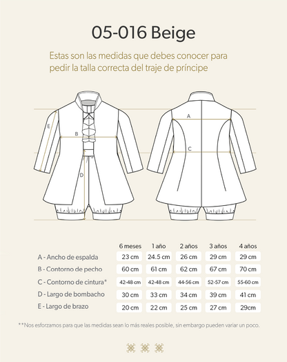 Ropón  de bautizo estilo príncipe Beige 05-016