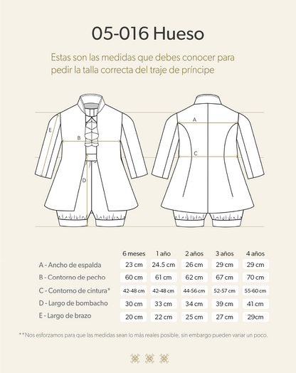 Ropón  de bautizo estilo príncipe Hueso 05-016