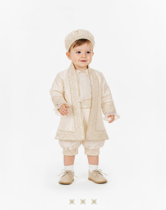 Ropón  de bautizo estilo príncipe Beige 05-016