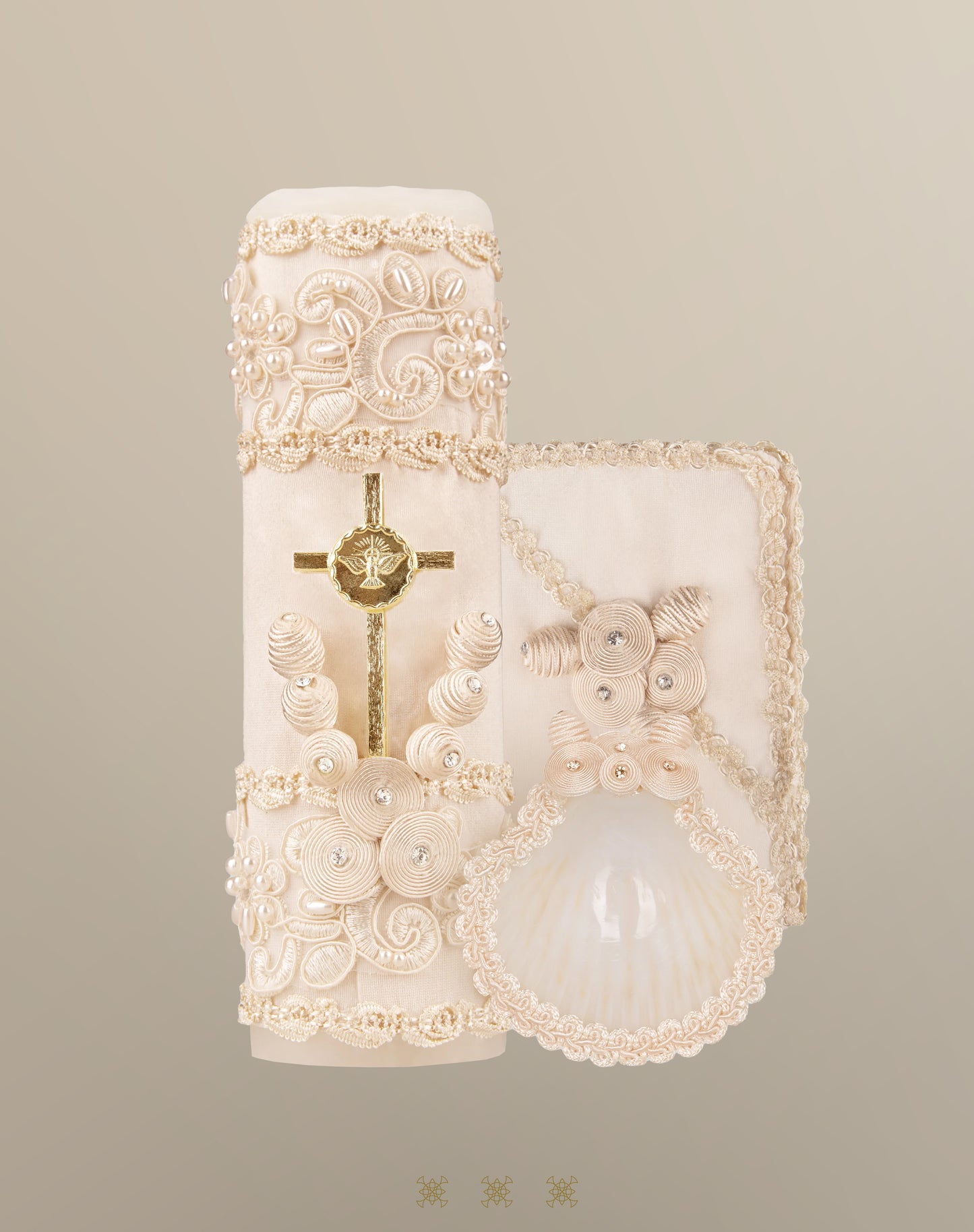 Set de vela bautizo 05-016 BEIGE