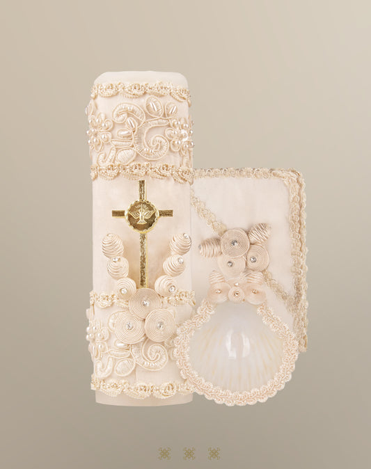 Set de vela bautizo 05-016 BEIGE